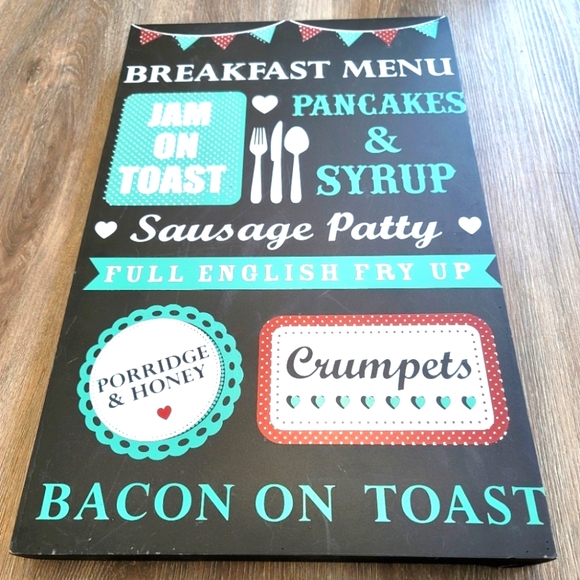 "Breakfast Menu" Kitchen Decorative Wall Decor - Picture 1 of 2
